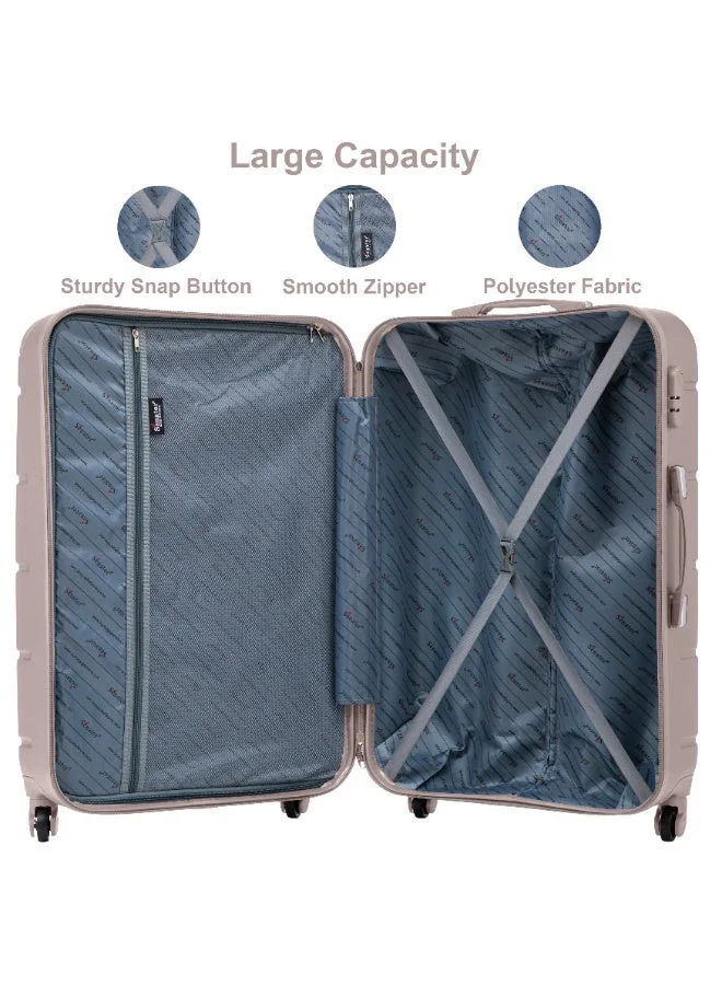 Senator Khaki Hard Case Travel Bag Trolley Luggage Set of 3 ABS Lightweight Suitcase with 4 Spinner Wheels A1012 Khaki  | Best Price UAE