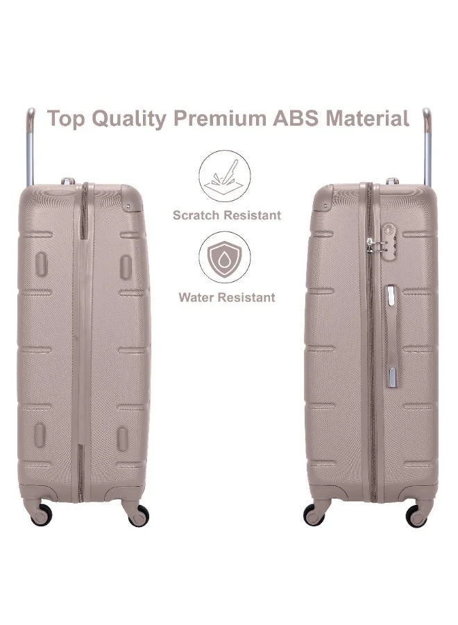 Senator Khaki Hard Case Travel Bag Trolley Luggage Set of 3 ABS Lightweight Suitcase with 4 Spinner Wheels A1012 Khaki  | Best Price UAE
