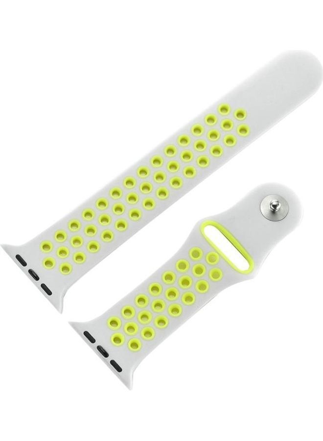 NIBEMINENT Silicone Sports Band For Apple Watch Series 6/SE/5/4/3/2/1 42-44mm Grey/Yellow - Image 4