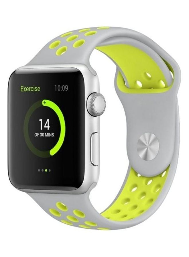NIBEMINENT Silicone Sports Band For Apple Watch Series 6/SE/5/4/3/2/1 42-44mm Grey/Yellow - Image 5