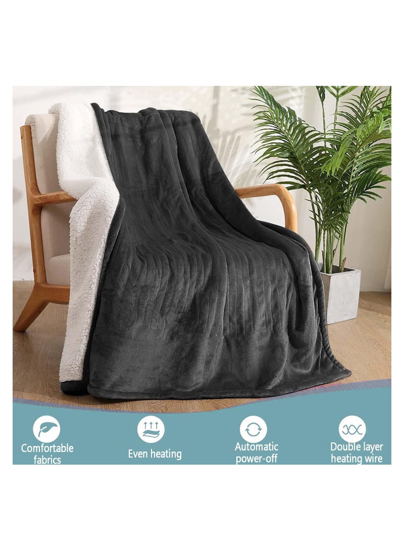 Large Electric Heated Throw Blanket, Machine Washable Soft Flannel Overblanket, 6 Files of Temperature Control, LED Display, Even Heating,  for Office/Dormitory/Wheelchair (Size:130x150cm) - Image 2