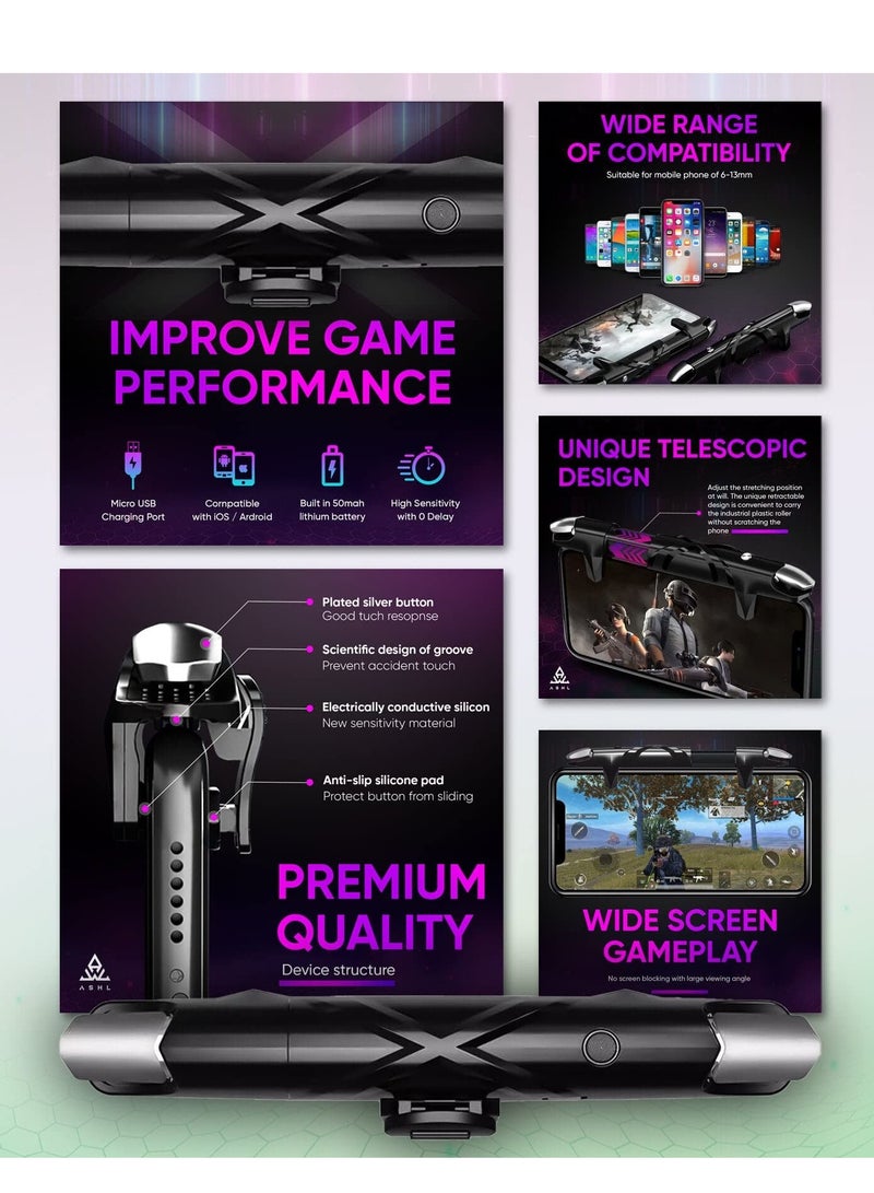 Mobile Game Trigger Joystick PUBG Pulse Automatic High Frequency Click 4 Speed Mobile Game Controller for IOS/Android Support COD/PUBG/ROS and Many Other Games Elevate Your Gaming Experience