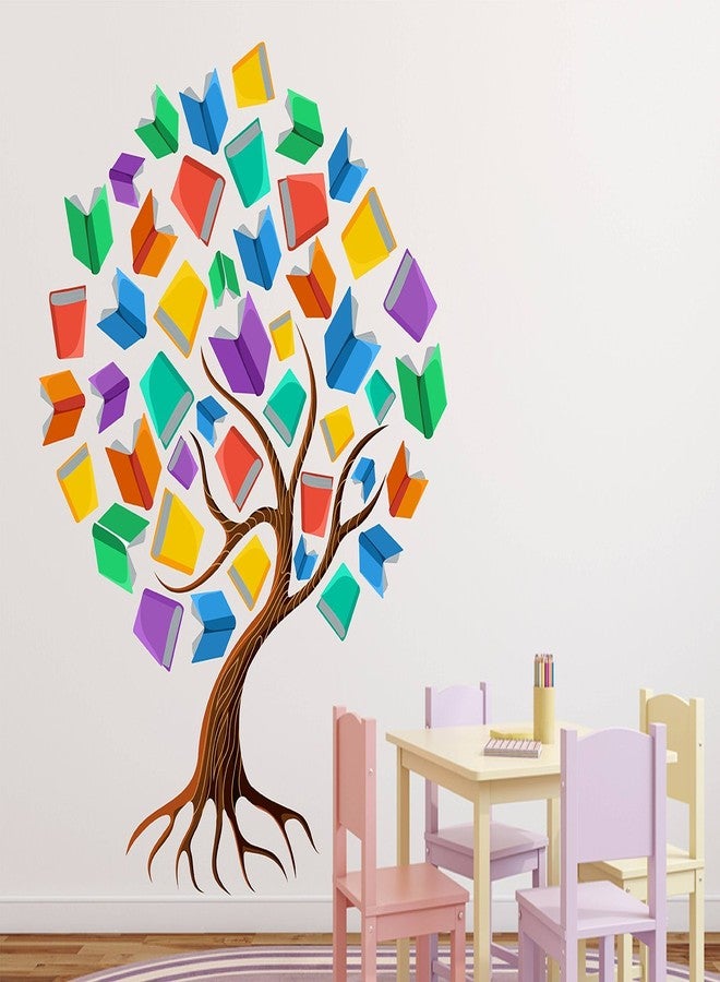 Wallstick Tree with Books wallsticker (Vinyl 75 cm x 65 cm) - Image 1