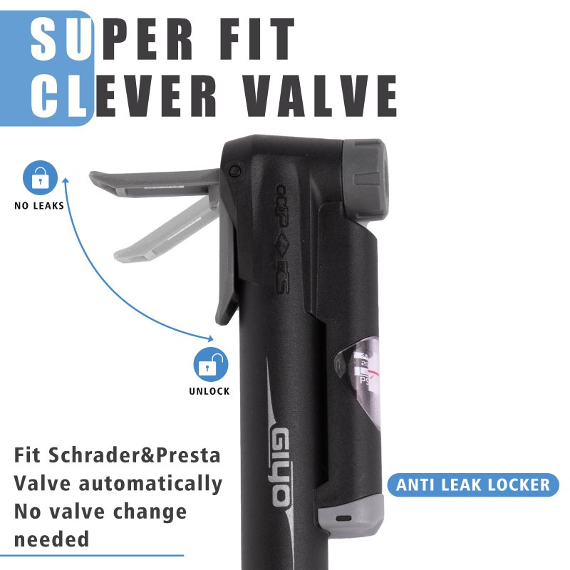 GIYO Mini Bike Pump, Portable Compact Bicycle Pump with Pressure Gauge, Tire Repair Kit, Perfect for Presta & Schrader Frame Mount for Road, Mountain & BMX Cycling, Ball Pump with Needle 120 PSI - Image 2