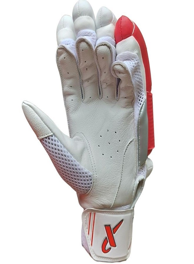 THRAX ST 1800 Cricket Batting Gloves Men’s Right Hand White Red Gold - Image 3