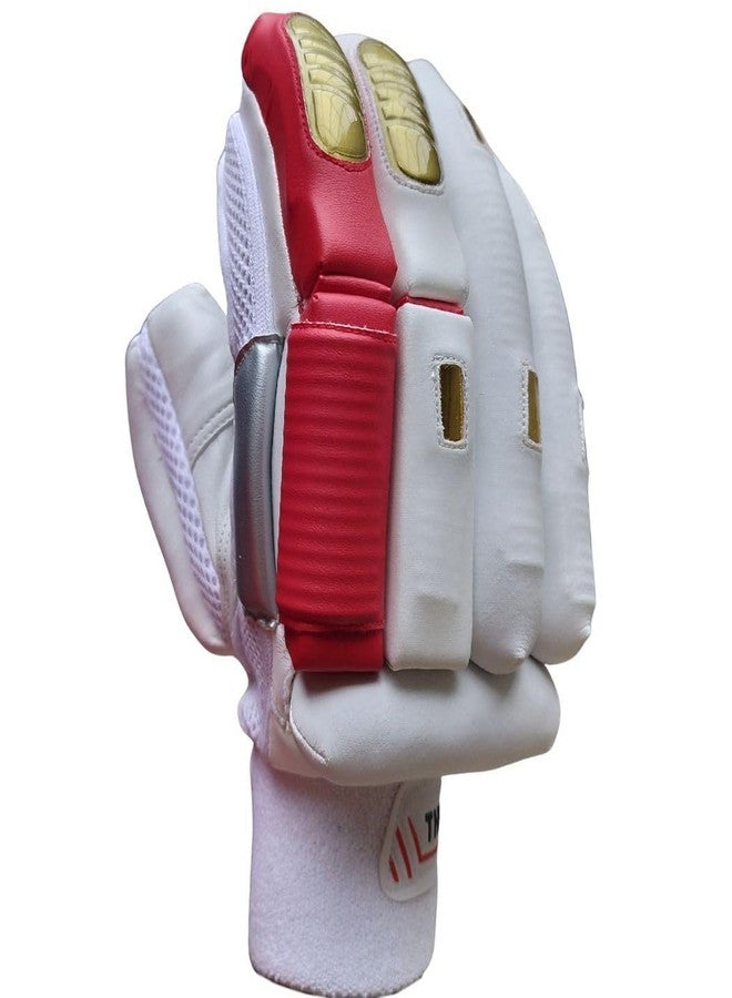 THRAX ST 1800 Cricket Batting Gloves Men’s Right Hand White Red Gold - Image 2