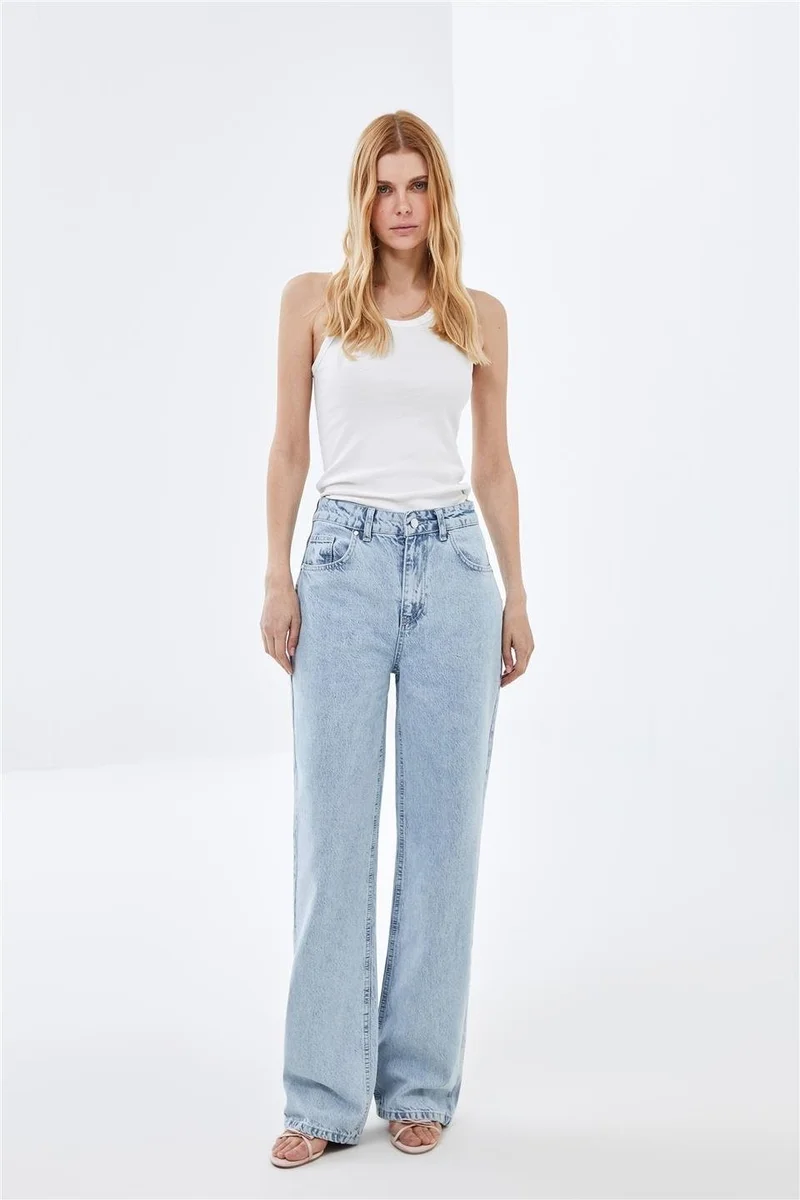 بيسز اوف ميلون Light Blue Wide Leg High Waist Jeans