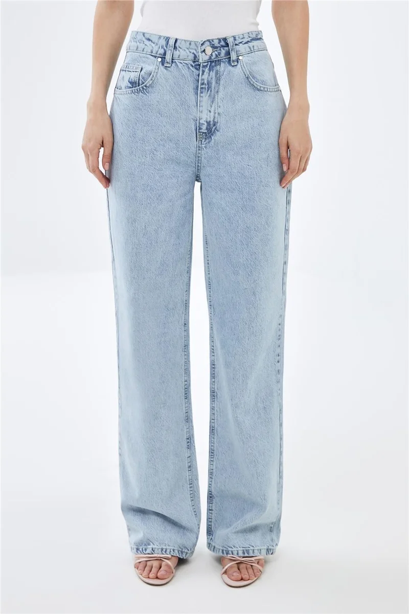 بيسز اوف ميلون Light Blue Wide Leg High Waist Jeans