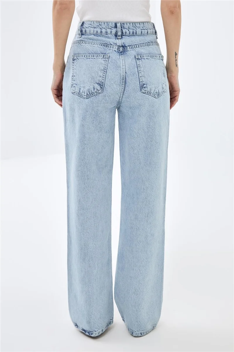 بيسز اوف ميلون Light Blue Wide Leg High Waist Jeans