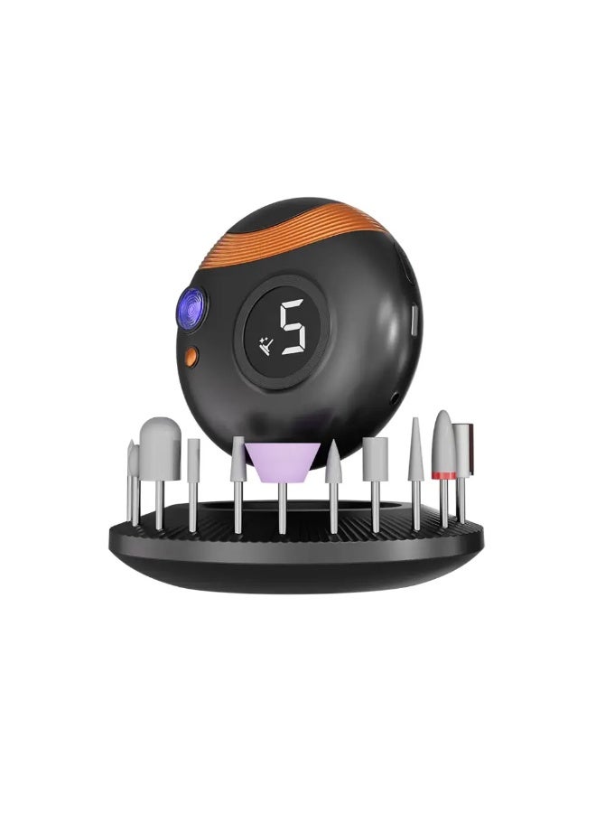 بروماس مجموعة أدوات تقليم الأظافر الكهربائية المتكاملة من لايف ستايل مع شاشة رقمية و10 رؤوس قابلة للاستبدال - أسود/برتقالي