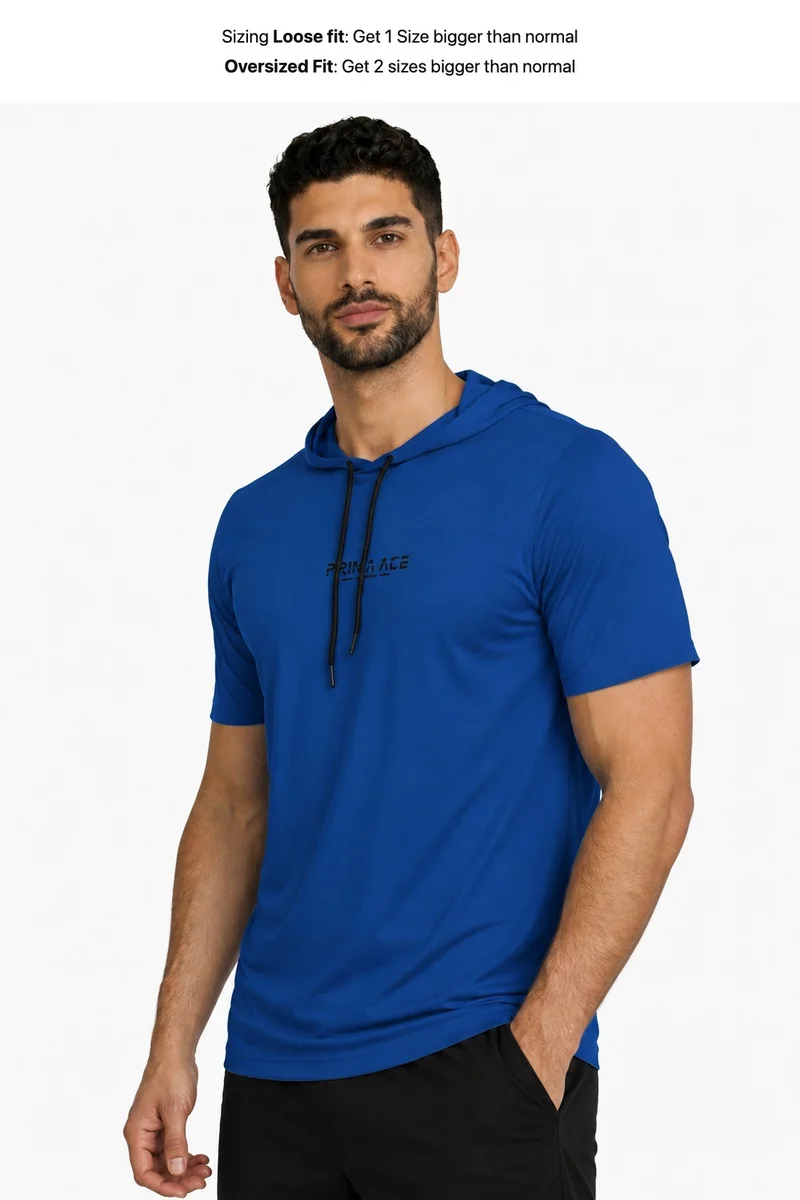 Prima Ace Royal Blue Men's T-Shirt with Cap Gym Addict Premium Royal Blue for Men | Best Price UAE