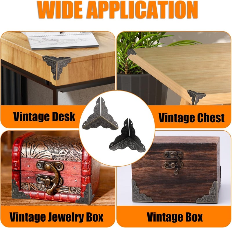 Olldag 36 PCS Stair Dust Inner Corners for Wooden Steps 35mm Antique Decorative Corner for Jewelry Box Vintage Edge Guard with Screws Bronze - Image 5
