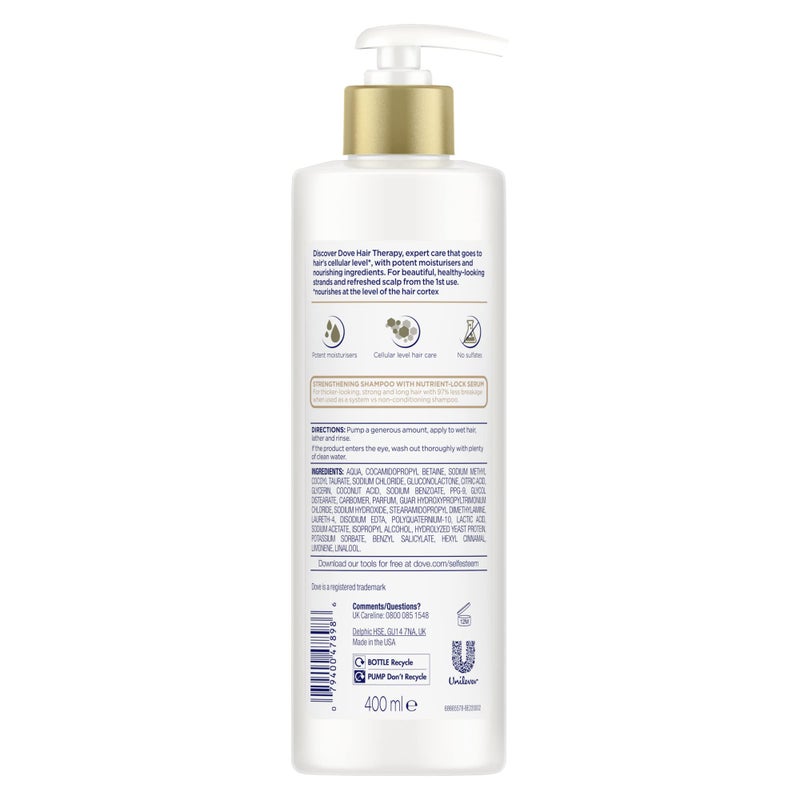 Dove Hair Therapy Shampoo for Damaged Hair Breakage Remedy Hair Shampoo with Nutrient-Lock Serum 13.5 fl oz - Image 3