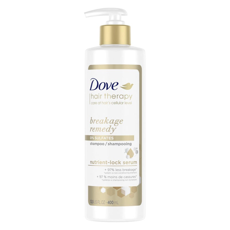 Dove Hair Therapy Shampoo for Damaged Hair Breakage Remedy Hair Shampoo with Nutrient-Lock Serum 13.5 fl oz - Image 1