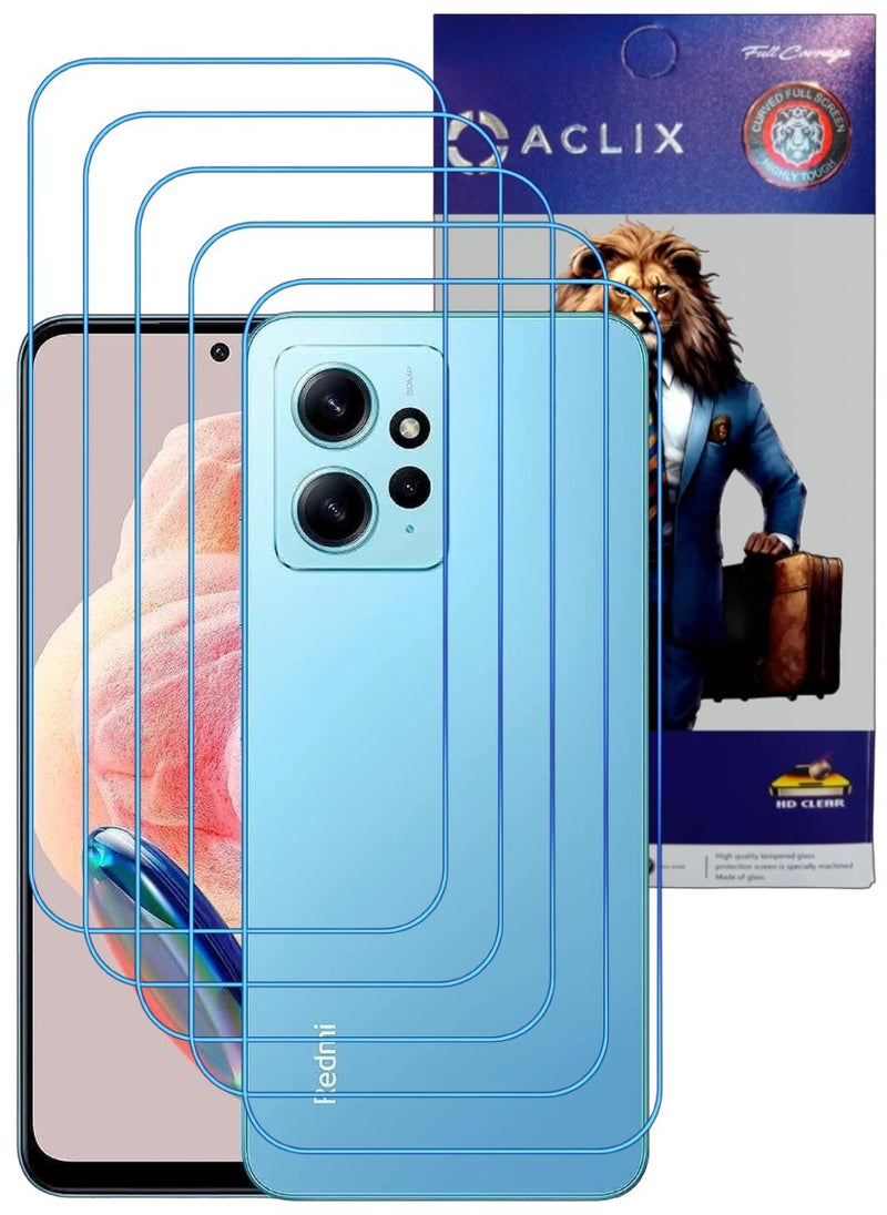 ACLIX 5 Pieces Antistatic ESD Dustproof Premium Quality High Definition Clear Tempered Glass Screen Protector Designed For Xiaomi Redmi Note 12 - Image 1