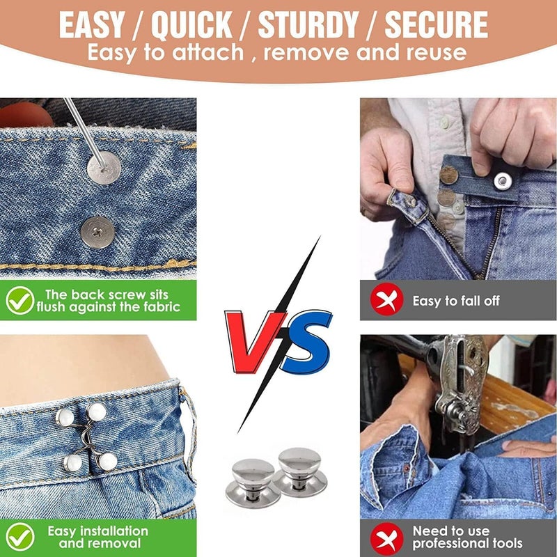 Esbriet 2 Pcs Adjustable Waist Buckle Extender Set Jeans Extender Waist Extender Button for Pants Adjustable Jean Button Perfect Fit Instant Button 2 - Image 3