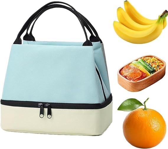SHOPECOM 2 Layer Lunch Bag Layer Lunch Bag Insulated Lunch Bag DoubleLayer Lunch Tote for Home Office School Travel Camping Portable Lunch Cooler Bag Lunch Cooler Bag for Women Men - Image 1