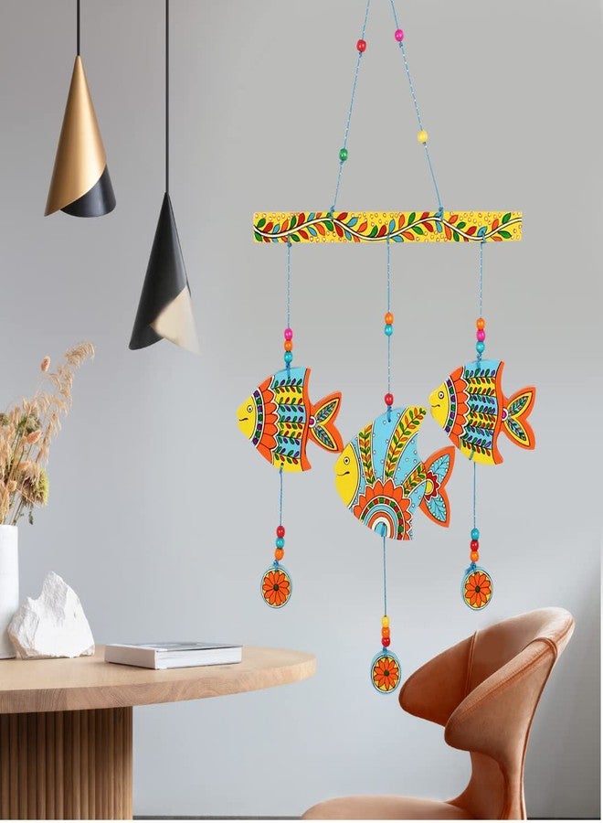 Priscilla Handicraft Hand Painted Home Décor Fish Wooden Door and Wall Hangings for Home Living Room Bedroom Office Balcony Kids Room (Handi-7) - Image 3