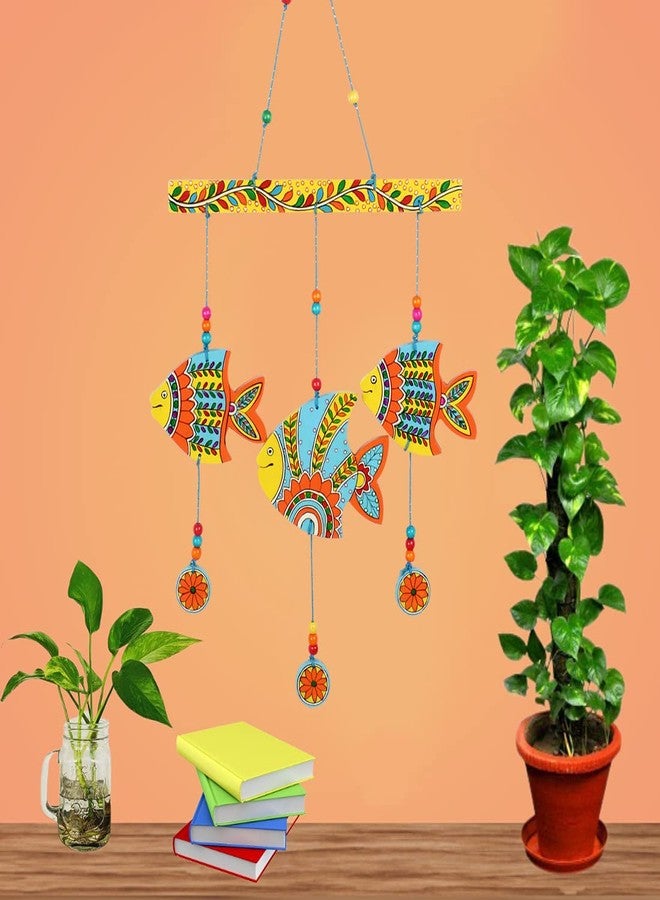 Priscilla Handicraft Hand Painted Home Décor Fish Wooden Door and Wall Hangings for Home Living Room Bedroom Office Balcony Kids Room (Handi-7) - Image 2