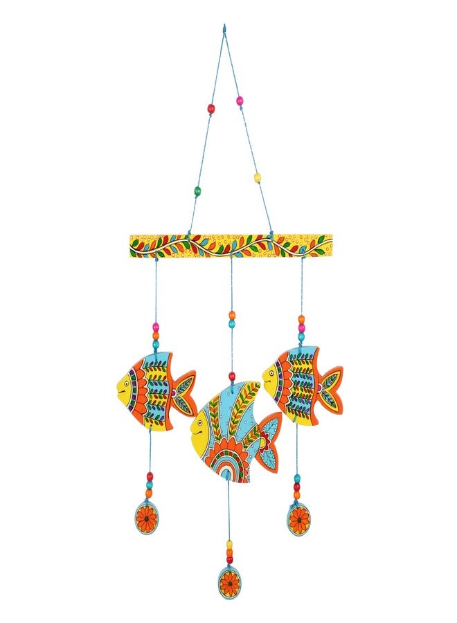 Priscilla Handicraft Hand Painted Home Décor Fish Wooden Door and Wall Hangings for Home Living Room Bedroom Office Balcony Kids Room (Handi-7) - Image 1