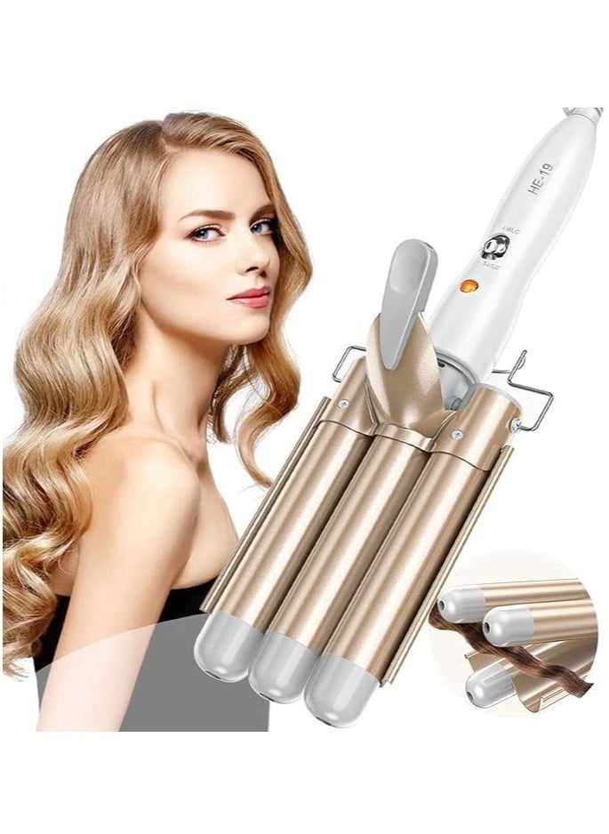 TIGER 3 Barrel Hair Waver, 25mm Ceramic Tourmaline Curling Iron, Dual Temperature Control, Gold – Professional Hair Styling Tool for Long-Lasting Waves and Curls - Image 1