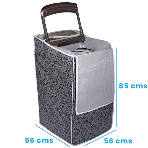 DALUCI Top Load Washing Machine Cover Suitable for Samsung Front Panel 6 kg, 6.2 Kg, 6.5 Kg, 7 Kg, 7.2, 7.5 Kg ONLY (Black & Grey, 56cms X 56cms X 85cms) - Image 4
