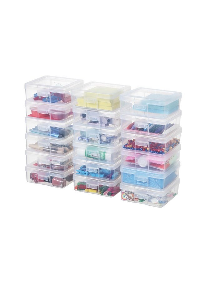 Novelinks - novelinks Stackable Plastic Clear Storage Box Containers with Latching Lid - Art Craft Supply Organizer Storage Containers for Pencil Box, Lego, Crayon, Beads, Jewelry (18 Pack Small -Clear) - Image 1