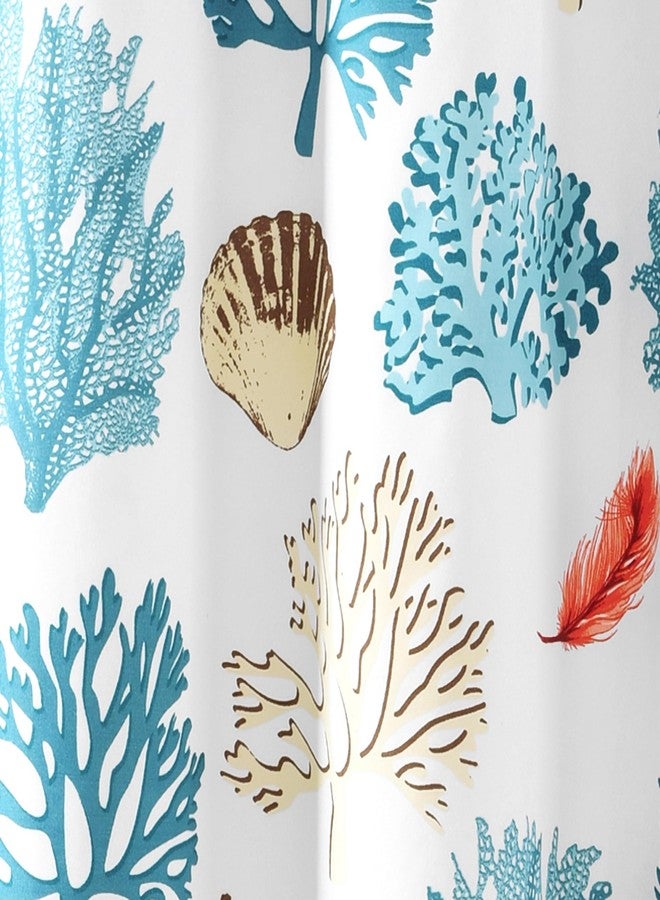 Lush Decor Coastal Reef Feather Shower Curtain, 72" W x 72" L, Blue & Coral - Coastal Shower Curtain - Fabric Curtains - Ocean Bathroom Decor - Beach House - Beachy Room - Image 5