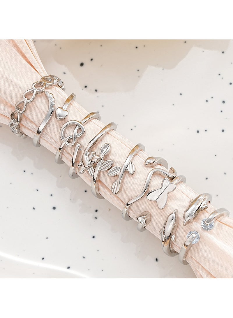 Huitich 9-Piece Silver-Tone Toe Ring Set - Image 4