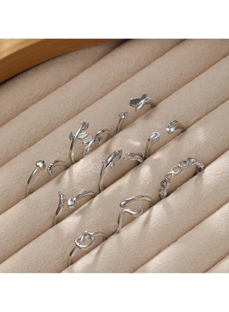 Huitich 9-Piece Silver-Tone Toe Ring Set - Image 5