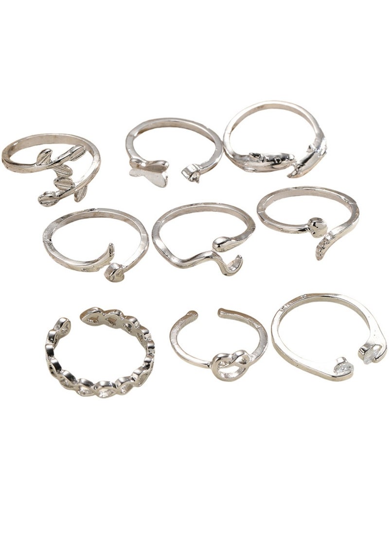 Huitich 9-Piece Silver-Tone Toe Ring Set  - Image 1