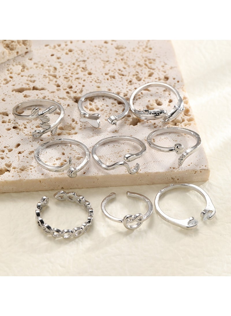 Huitich 9-Piece Silver-Tone Toe Ring Set  - Image 5