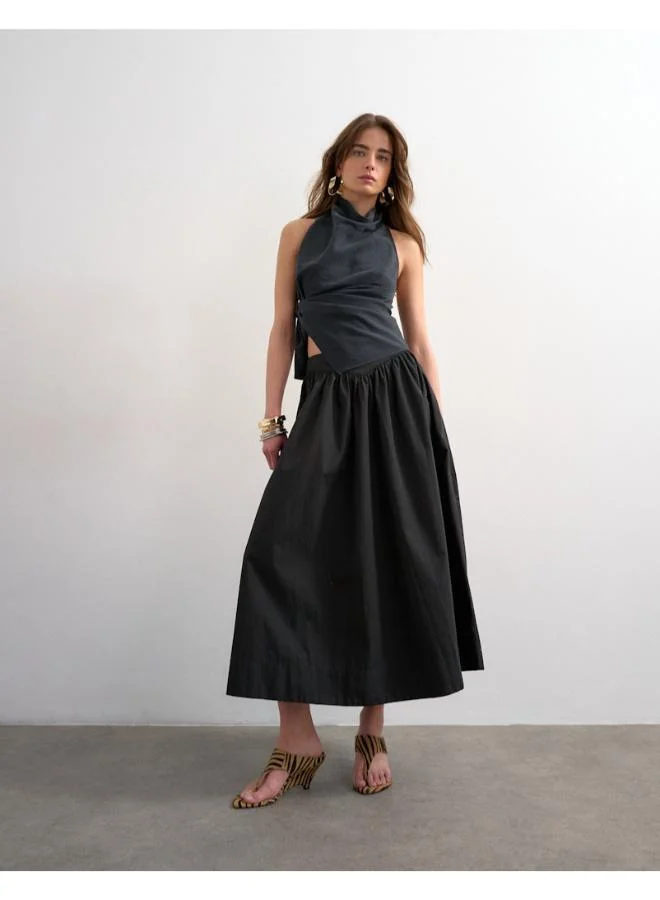 توب شوب تنورة كاحل نسائية كاجوال خفيفة منسوجة