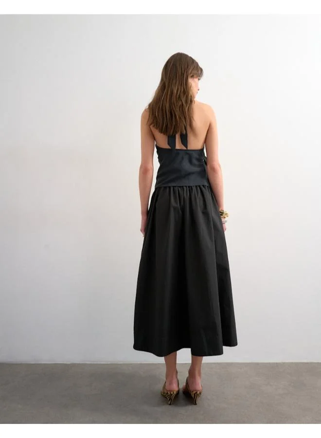 توب شوب تنورة كاحل نسائية كاجوال خفيفة منسوجة