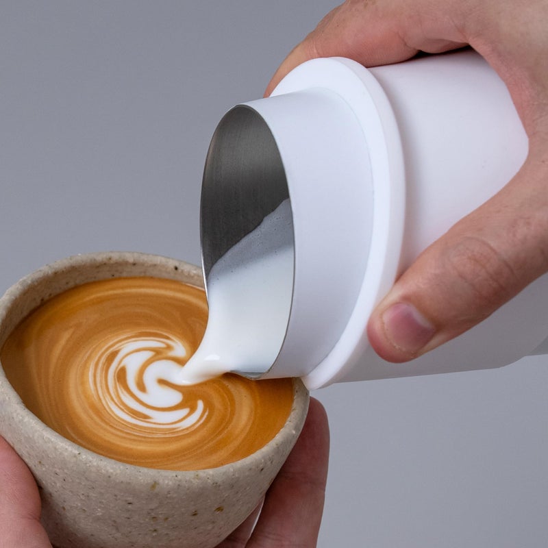 Subminimal Flowtip Handless Jug | Stovetop Milk Frothing  Foaming Pitcher For Premium Barista-Style Coffee | Cappuccino & Latte Art Pouring Jug With Ergonomic Heat Resistant Handle | 450Ml  White - Image 4