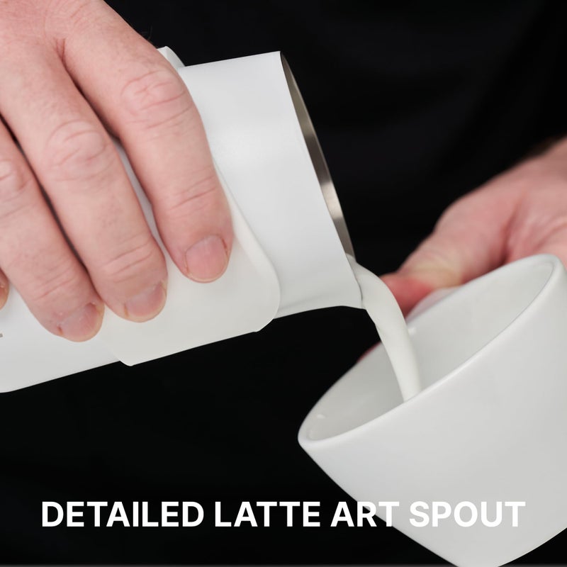 Subminimal Flowtip Handless Jug | Stovetop Milk Frothing  Foaming Pitcher For Premium Barista-Style Coffee | Cappuccino & Latte Art Pouring Jug With Ergonomic Heat Resistant Handle | 450Ml  White - Image 2