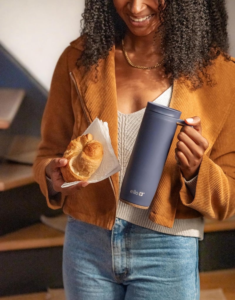 Ello Magnet 18oz Vacuum Insulated Stainless Steel Travel Mug with Side Handle and Leak-Proof Slider Lid and Built-in Coaster, Keeps Hot for 5 Hours - Image 2