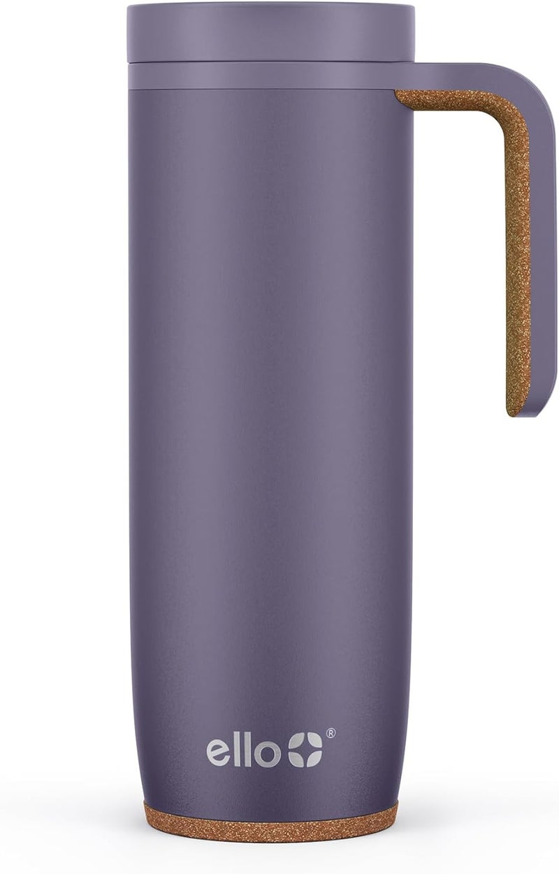 Ello Magnet 18oz Vacuum Insulated Stainless Steel Travel Mug with Side Handle and Leak-Proof Slider Lid and Built-in Coaster, Keeps Hot for 5 Hours - Image 1