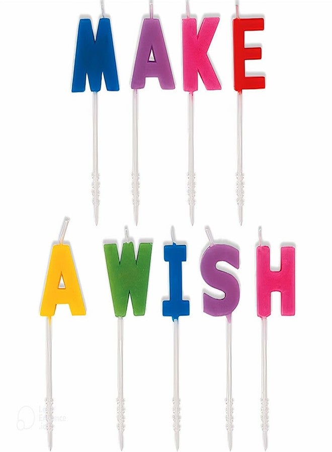Make A Wish Letter Pick Birthday Candles | Assorted Colors | 9 Pcs