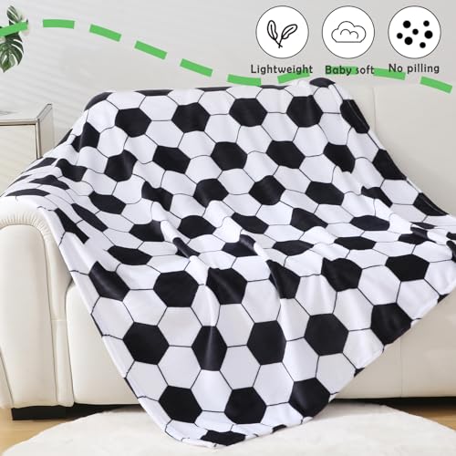 Niopos Soccer Blanket Soccer Gifts for Boys Girls 812 Coach Team Gifts Birthday Bedroom Stuff Black White 40x50 inch - Image 3