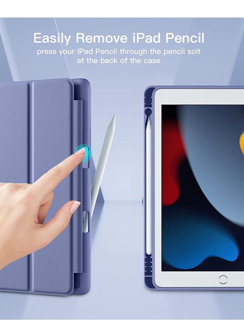 Case for iPad 9/8/7 Generation/iPad 10.2 Case 2021 with Pen Holder, Smart Folio Soft TPU Protective Case for iPad 8th/7th Generation 2020/2019 [Auto Sleep/Wake Function] (Purple) - Image 2