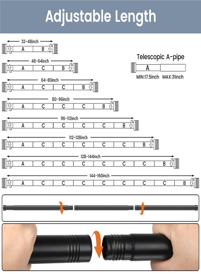 Hoople Curtain Rods for Windows 16 to 144 Inches, 1 Inch Diameter Adjustable Heavy Duty Curtain Rod Set with Aluminium Finials Modern Design and Easy Installation - Image 4
