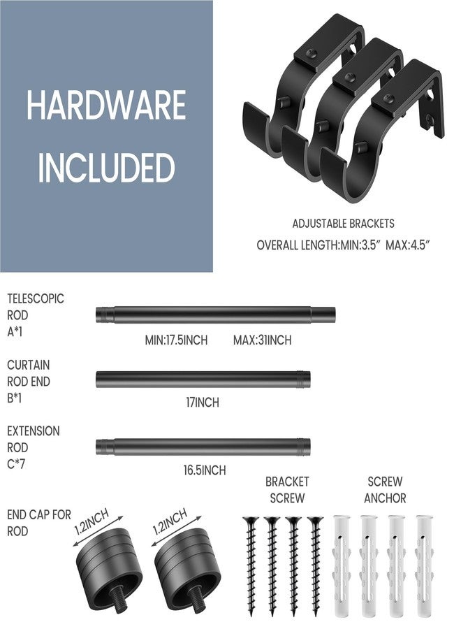 Hoople Curtain Rods for Windows 16 to 144 Inches, 1 Inch Diameter Adjustable Heavy Duty Curtain Rod Set with Aluminium Finials Modern Design and Easy Installation - Image 3