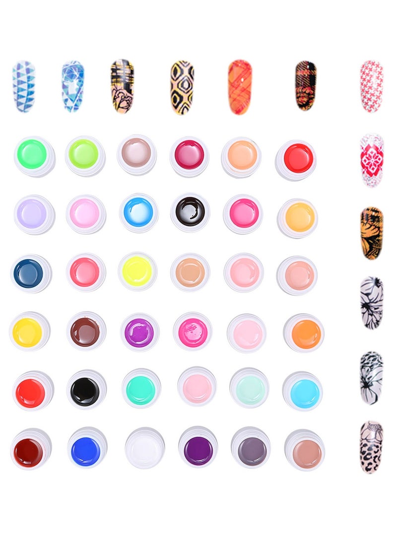 Maykawe - 36 Color Nail Polish Nail Art Pigment Set UV Gel Builder Polish Solid Glue Extension Gel With One Nail Brush - Image 1