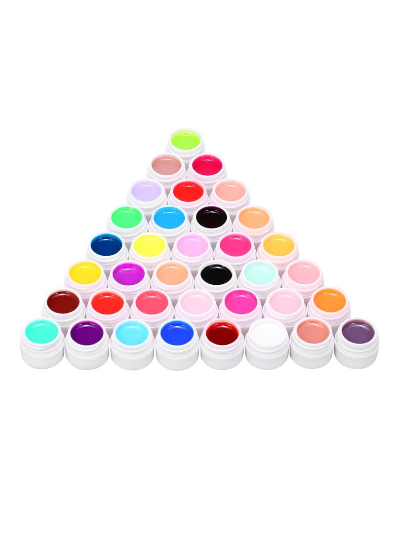 Maykawe - 36 Color Nail Polish Nail Art Pigment Set UV Gel Builder Polish Solid Glue Extension Gel With One Nail Brush - Image 1
