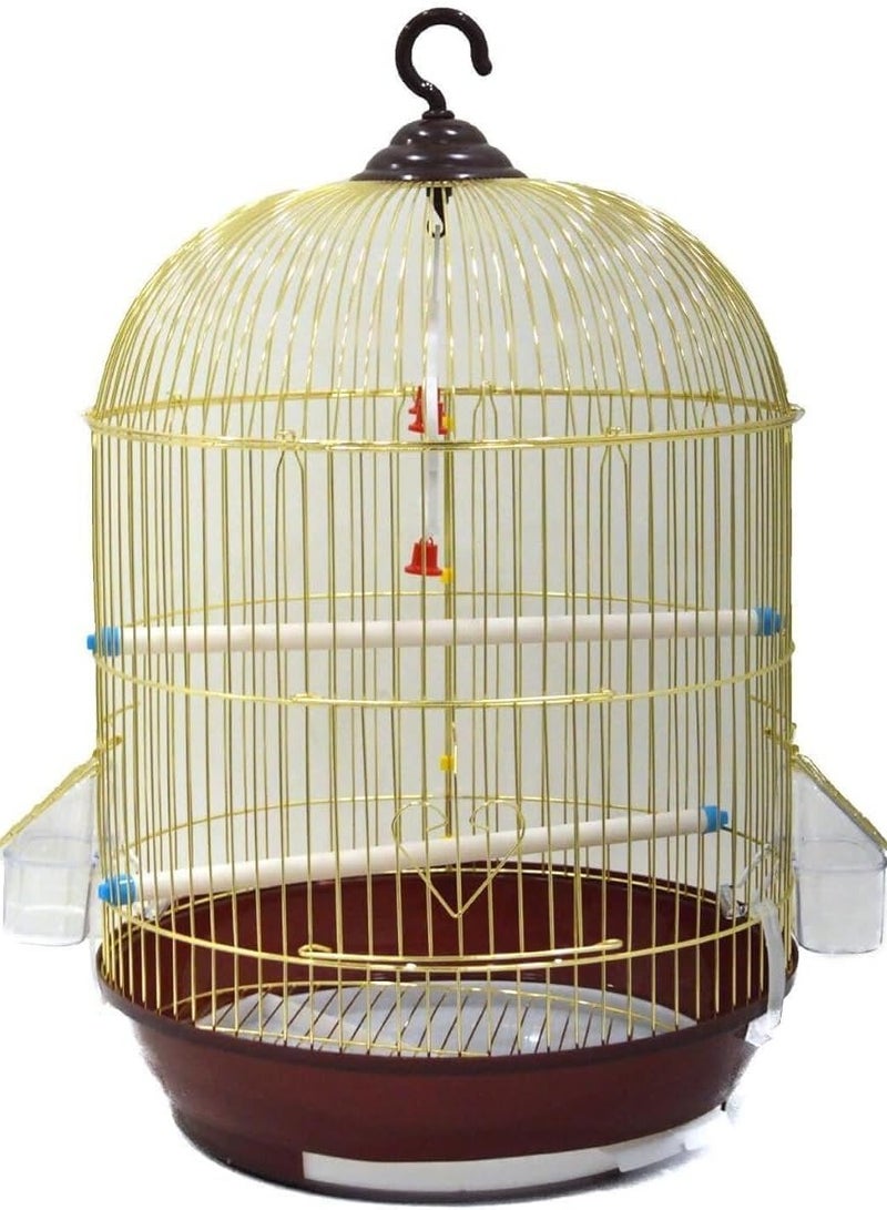 Generic Parrot Bird Cage Round Golden  - Image 1