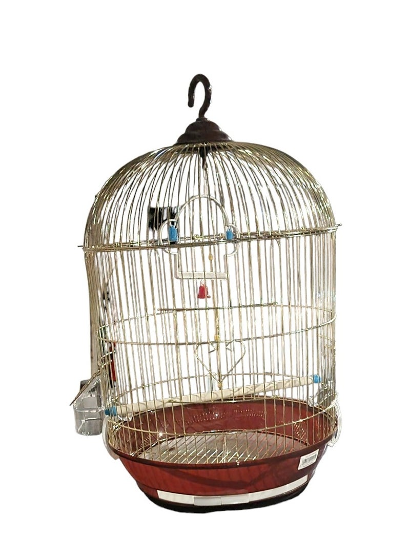 Generic Parrot Bird Cage Round Golden  - Image 2