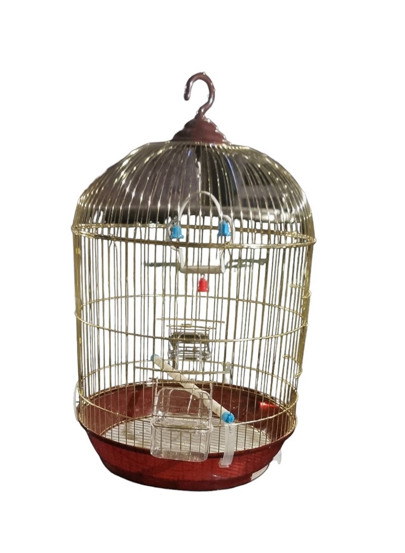Generic Parrot Bird Cage Round Golden  - Image 3
