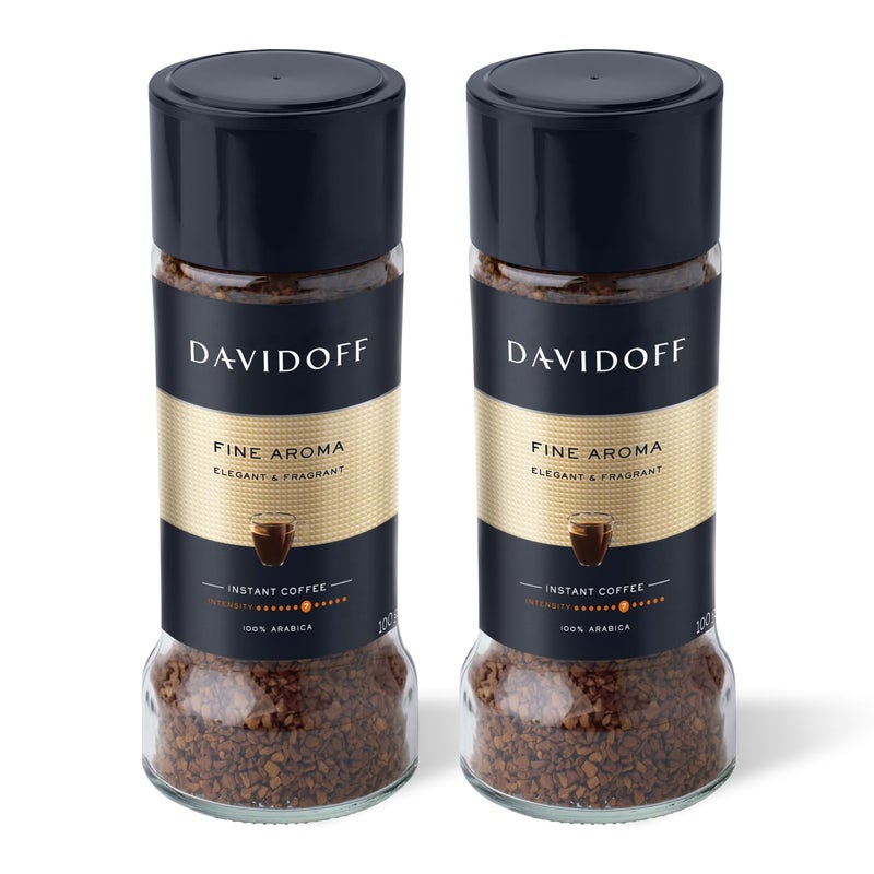DAVIDOFF Fine Aroma Instant Coffee - Elegant and Fragrant - Medium Body with a Acidic Tang - 100% Arabica Beans - 7/12 Intensity - 2 x 3.52 oz - Image 1