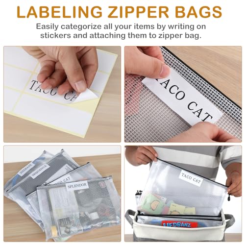 Lukeline Board Game Storage Kit Include Storage Basket and 10pcs Zipper Bags, Board Game Organizer with Writable Stickers and Dispensing, Suitable for Puzzle Storage, Toys, Document (1 Pack-Grey) - Image 3